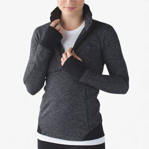 Lululemon Runderful 1/2 Zip Rulu Pullover Gray Black Thumbholes 6 Neutral